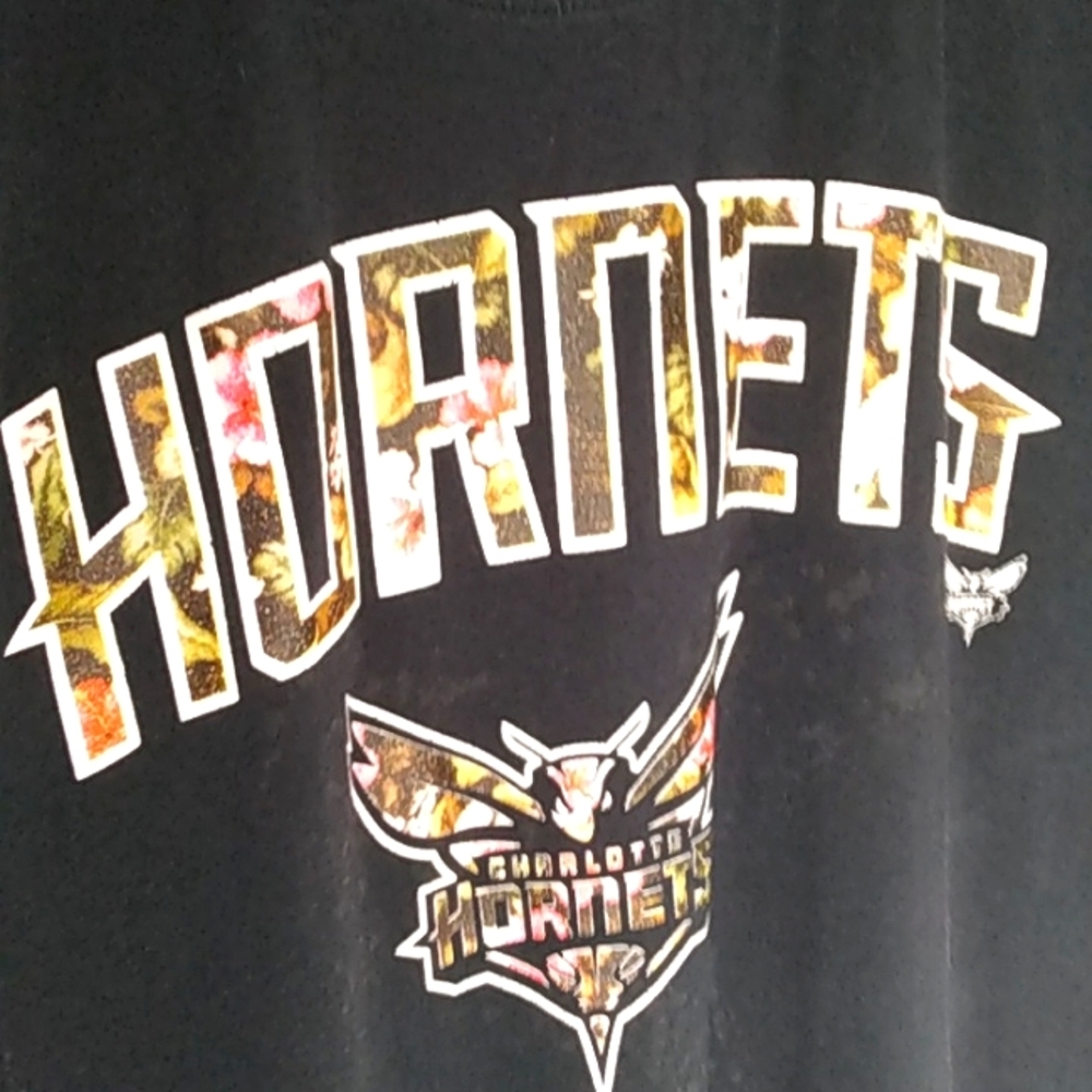 Charlotte Hornets Men's Black T, floral colorway official NBA merchandise